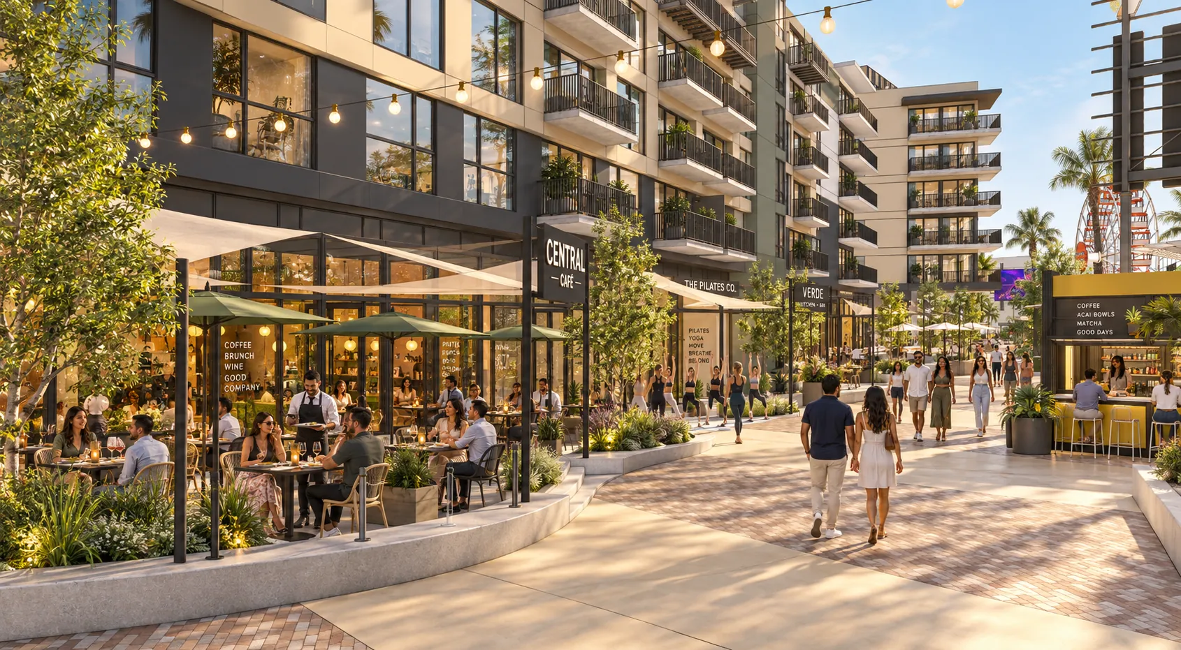 Concept rendering: patios and storefronts along Echo on the Plaza